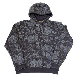 10.DEEP Floral Hoodie Black/Blue Cotton Damask Better Since 95 Streetwear Medium